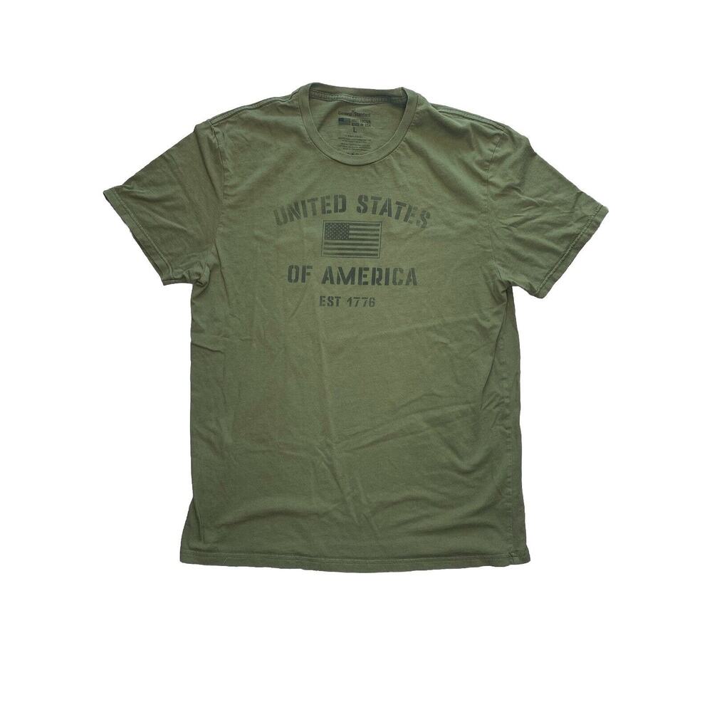General Standard 1776 United States of America Green 100% Cotton Large USA
